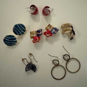 Miscellaneous Vintage Gold and Red Earrings Set